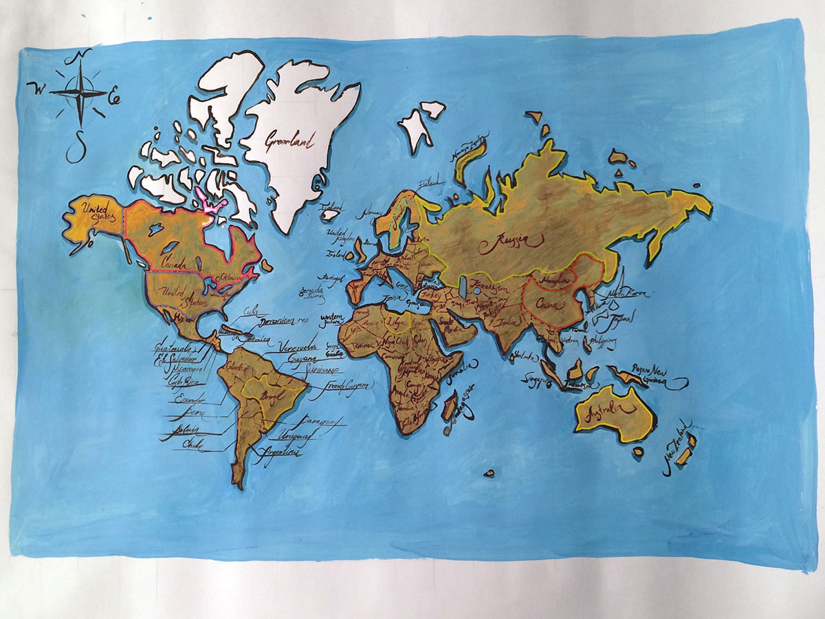 Барельеф карты мира